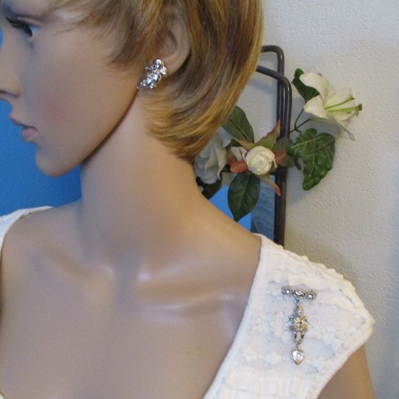 KIRK'S FOLLY Cherub Floral Heart Jewelry Set ~ Vintage Winged Cherub Set - Picture 2 of 14